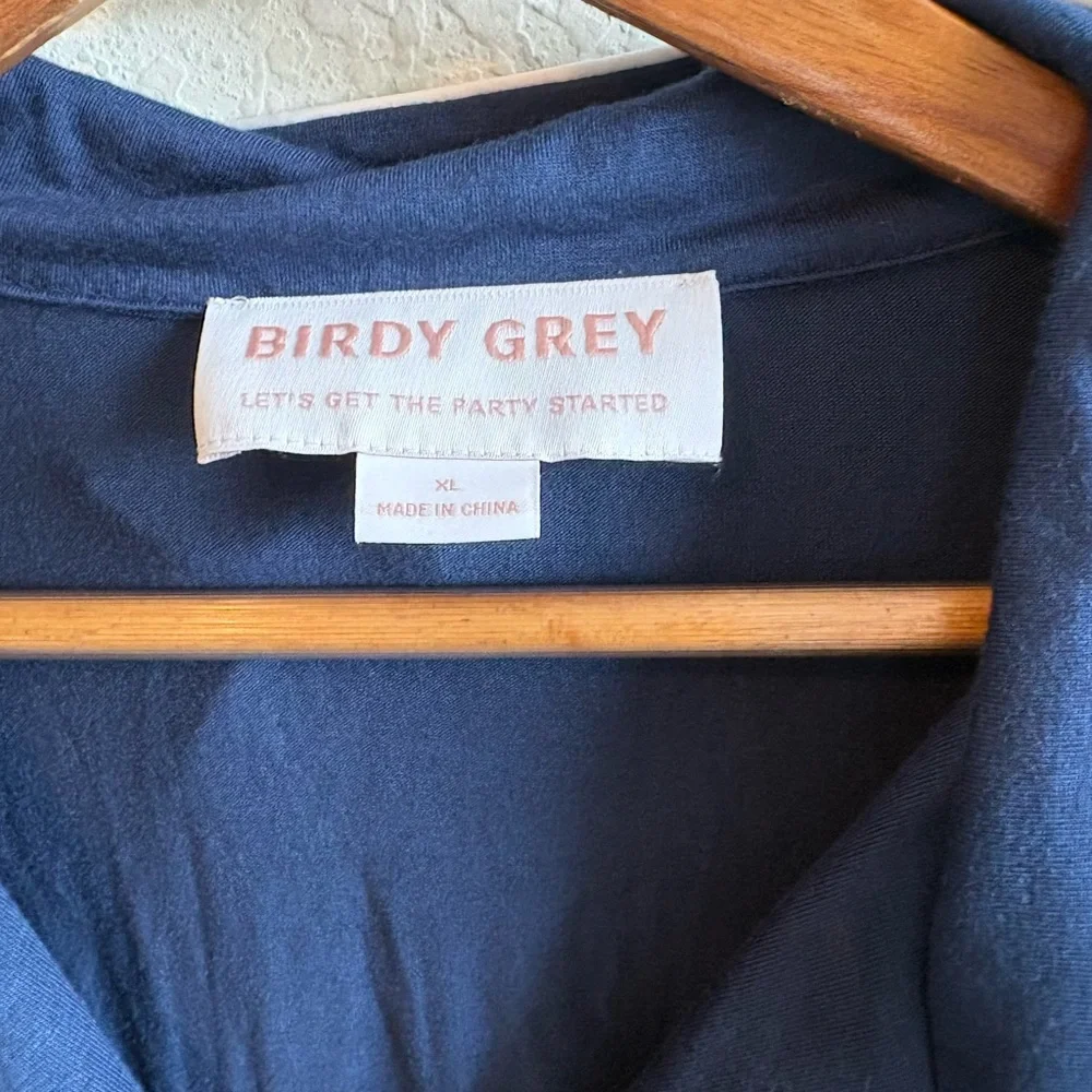 Birdy Grey Navy Blue Jonny Long Sleeve Pajama and Pants Set NWT Size XL